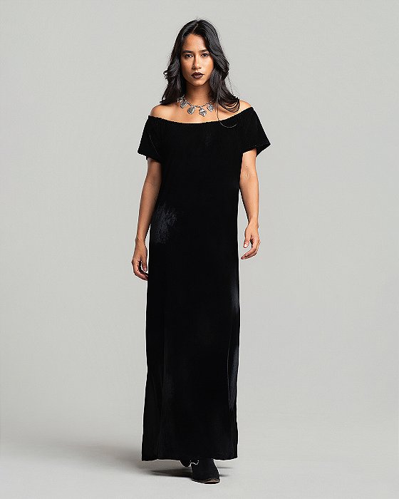 VESTIDO CIGANINHA VELUDO PRETO