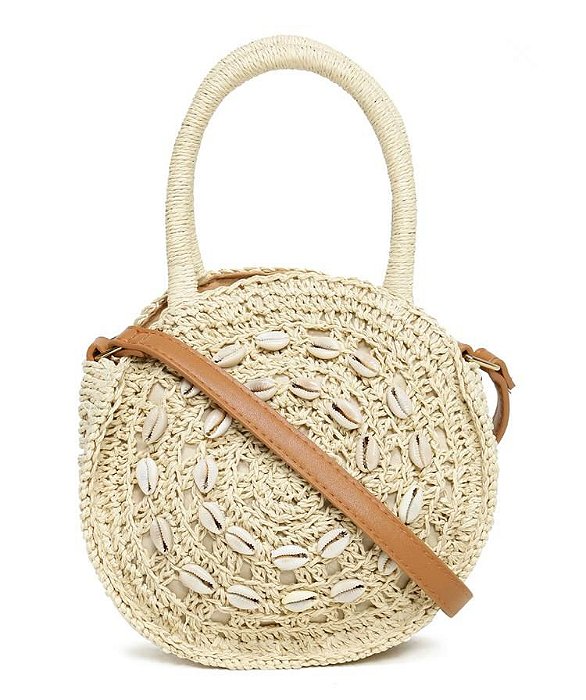 Bolsa de palha com buzios Clearance