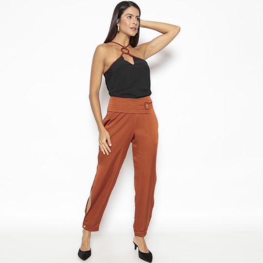 calça cintura alta alfaiataria