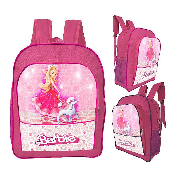 Mochila Barbie e Cachorrinho Infantil Pink Feminina Grande Escolar - Izza  Presentes