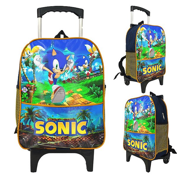 Mochila escolar multicolor do Sonic, tamanho padrão