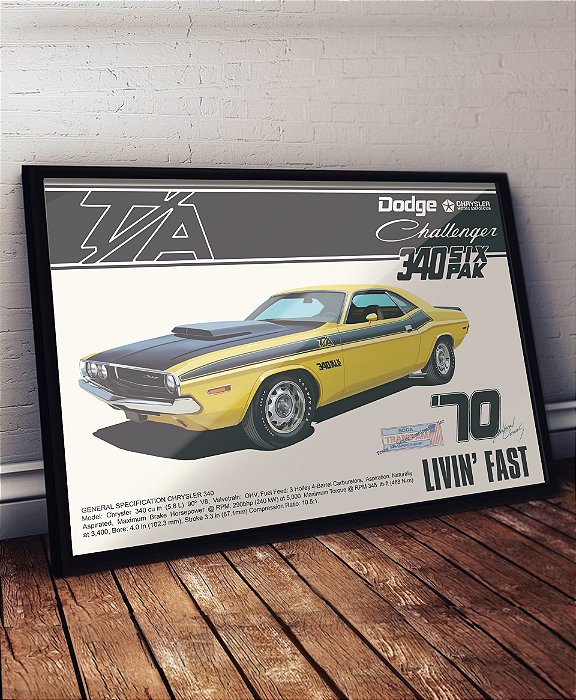 Quadro/Pôster Dodge Challenger T/A '70