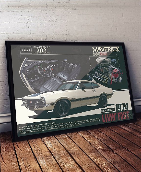 Quadro/Poster Ford Maverick GT Custom 74