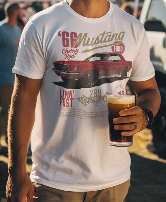 Camiseta '66 Cherry Red Mustang Ford