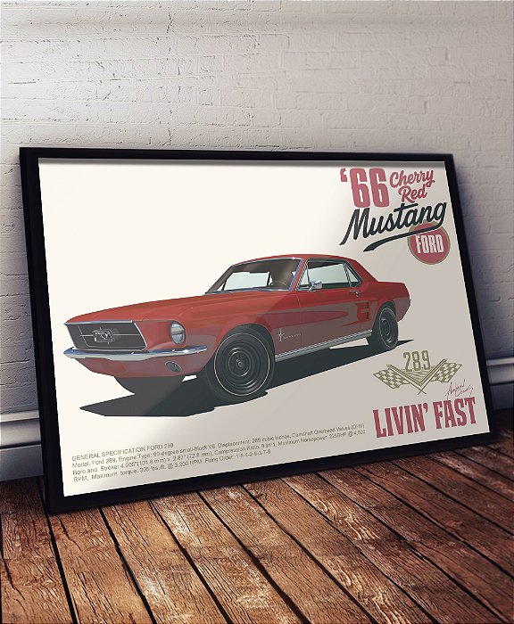 Quadro/Poster '66 Cherry Red Mustang Ford