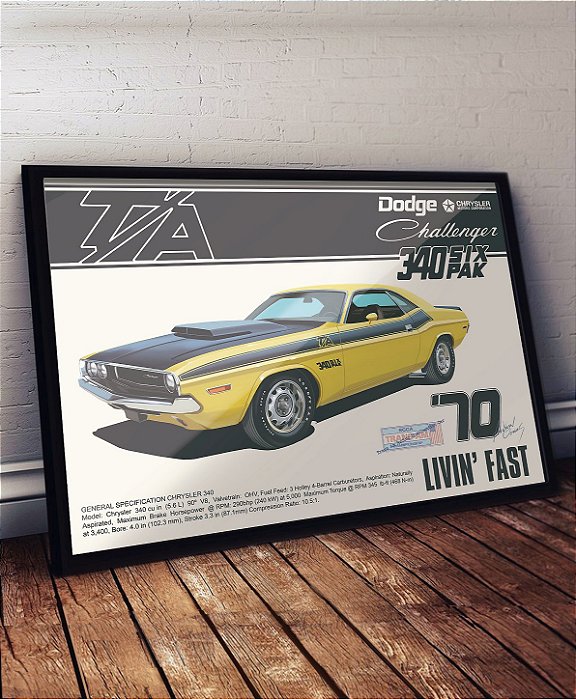 Quadro/Pôster Dodge Challenger T/A '70