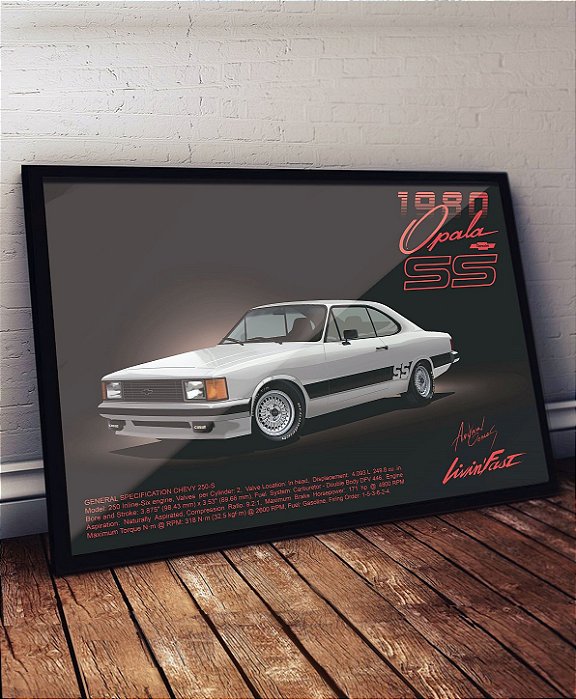 Quadro/Pôster Chevrolet Opala SS. '80