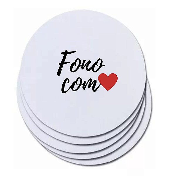 Mouse Pad Redondo fundo branco  - Personalizado - Fono com Amor