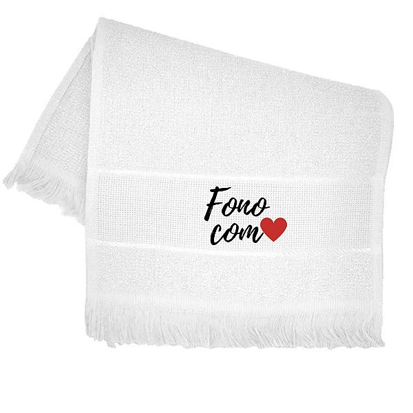 Toalhas Branca 38 x 23 cm - Personalizada - Fono com Amor