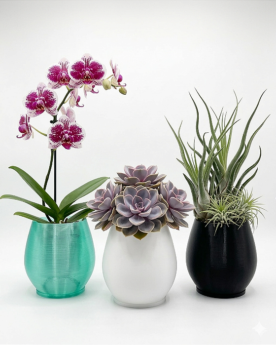 Vaso Para Orquídea Cachepot Decorativo Com Suporte Para Plantas Artificiais e Naturais - Impressão 3D - Alta Qualidade