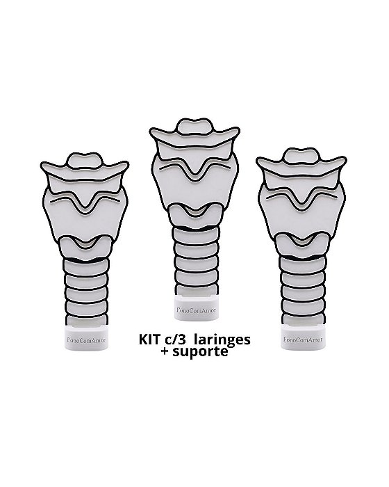 KIT c/ 3 Laringe Para Colorir Com Suporte - Estudo e Anatomia - FonoComAmor - Tamanho 13cm