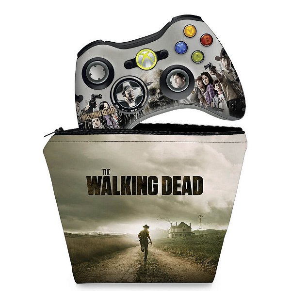 KIT Capa Case e Skin Xbox 360 Controle - The Walking Dead #a