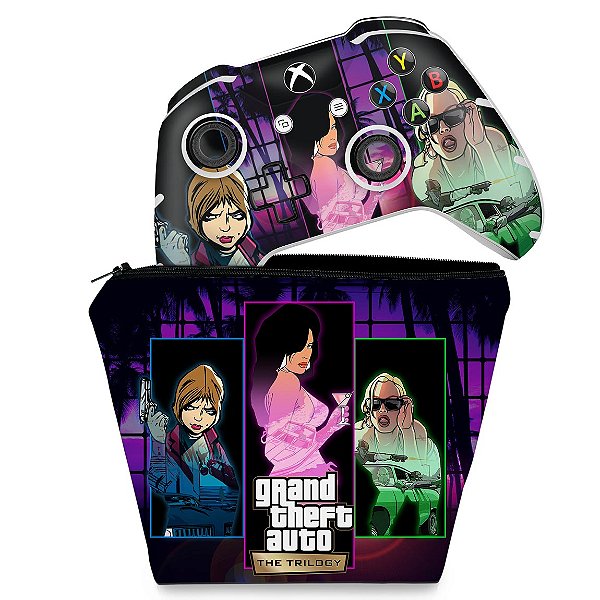 KIT Capa Case e Skin Xbox One Slim X Controle - GTA The Trilogy