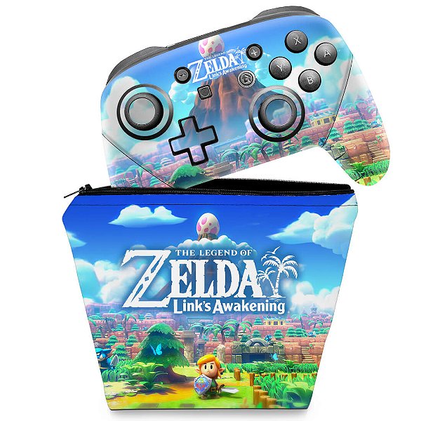KIT Capa Case e Skin Nintendo Switch Pro Controle - Zelda Link's Awakening