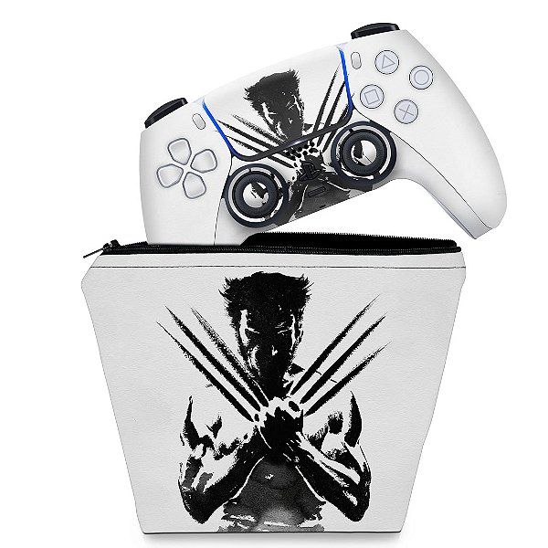 KIT Capa Case e Skin PS5 Controle - Wolverine X-men