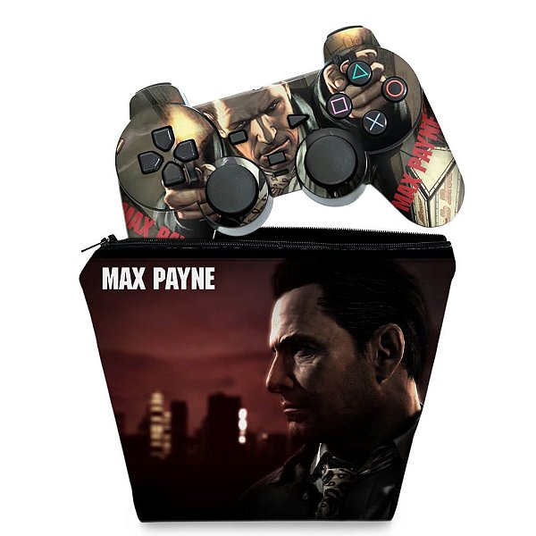 KIT Capa Case e Skin PS2 Controle - Max Payne