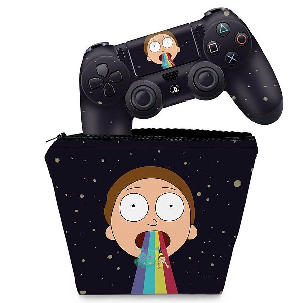 KIT Capa Case e Skin PS4 Controle  - Morty Rick And Morty
