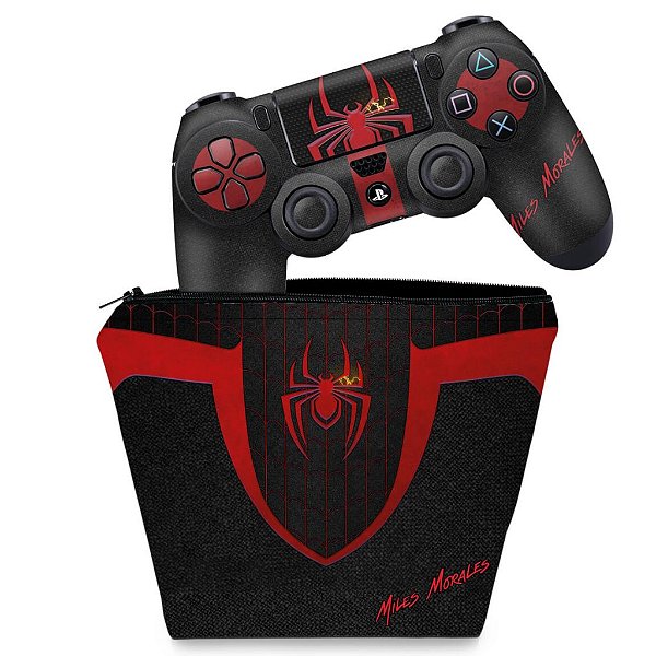 KIT Capa Case e Skin PS4 Controle  - Spider-Man: Miles Morales