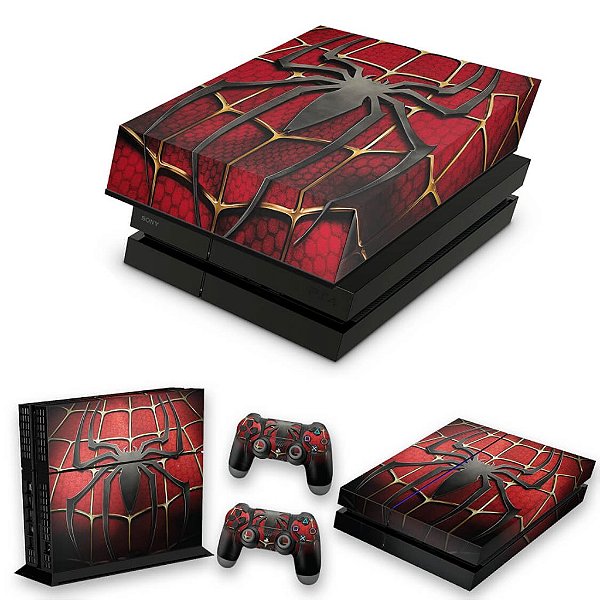 KIT PS4 Fat Skin e Capa Anti Poeira - Spider Man - Homem Aranha