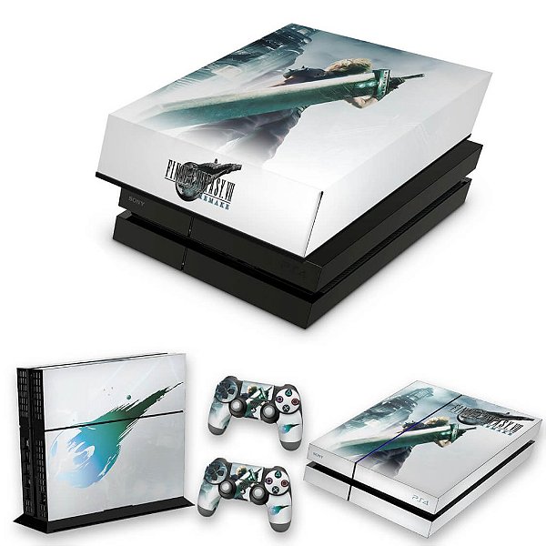 KIT PS4 Fat Skin e Capa Anti Poeira - Final Fantasy 7 Remake