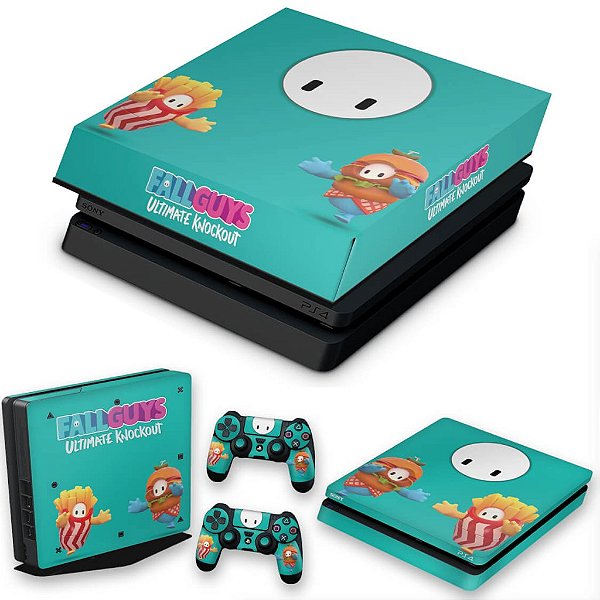 KIT PS4 Slim Skin e Capa Anti Poeira - Fall Guys