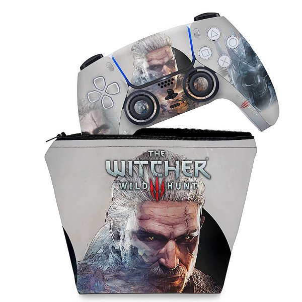 KIT Capa Case e Skin PS5 Controle - The Witcher 3