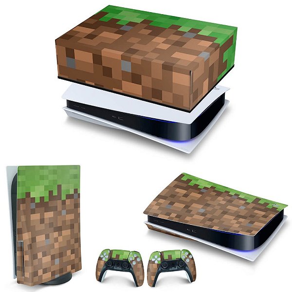KIT PS5 Capa Anti Poeira e Skin -Minecraft