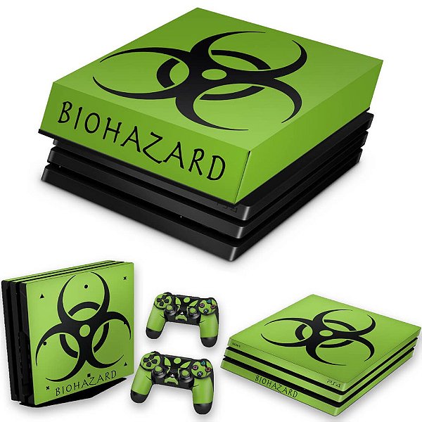 KIT PS4 Pro Skin e Capa Anti Poeira - Biohazard Radioativo