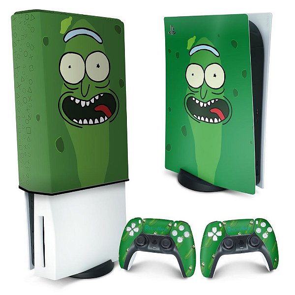 KIT PS5 Skin e Capa Anti Poeira - Pickle Rick And Morty