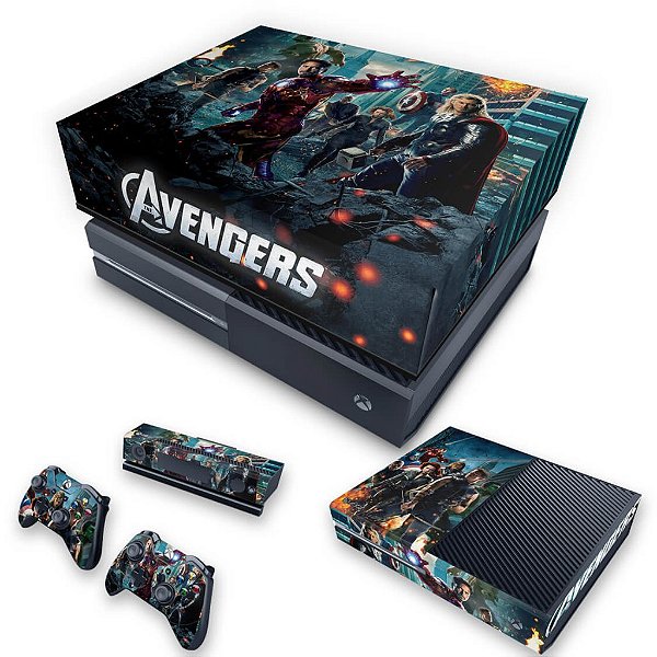 KIT Xbox One Fat Skin e Capa Anti Poeira - The Avengers - Os Vingadores