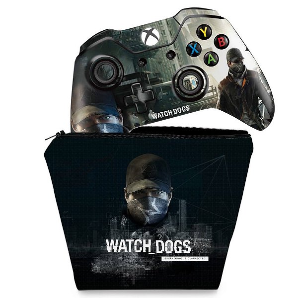 KIT Capa Case e Skin Xbox One Fat Controle - Watch Dogs
