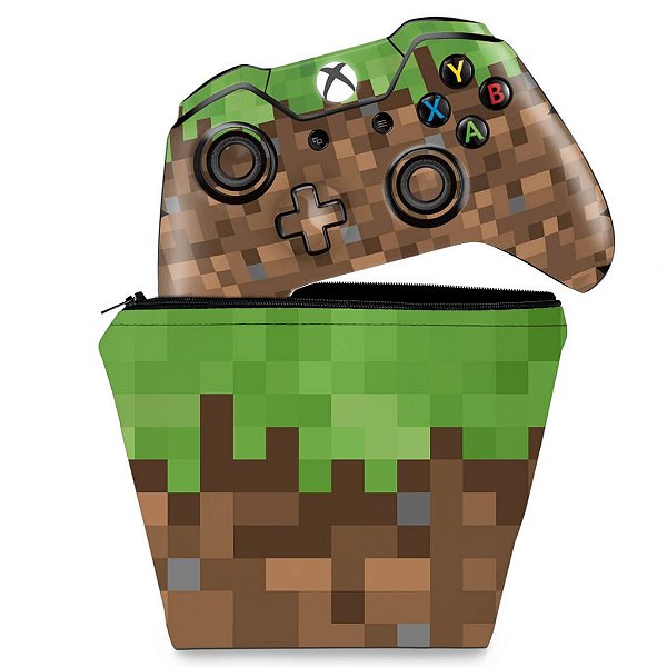 KIT Capa Case e Skin Xbox One Fat Controle - Minecraft