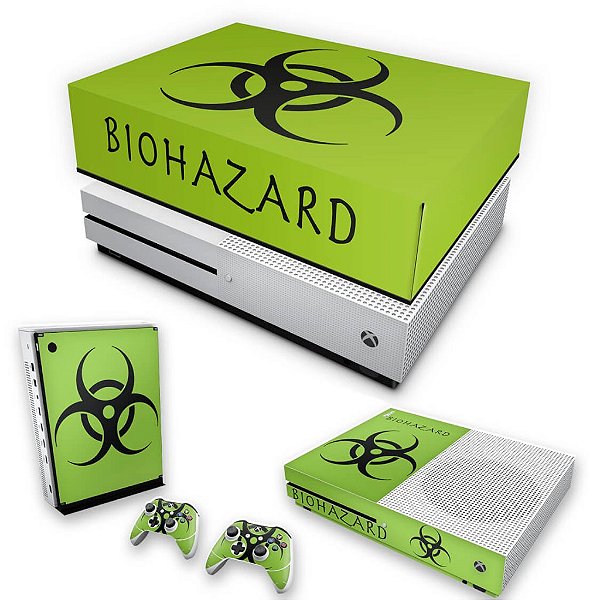 KIT Xbox One S Slim Skin e Capa Anti Poeira - Biohazard Radioativo