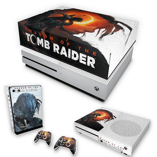 KIT Xbox One S Slim Skin e Capa Anti Poeira - Shadow Of The Tomb Raider