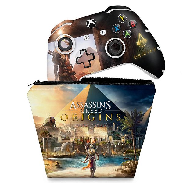 KIT Capa Case e Skin Xbox One Slim X Controle - Assassin's Creed: Origins