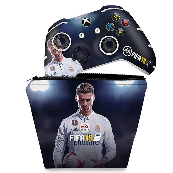 KIT Capa Case e Skin Xbox One Slim X Controle - FIFA 18