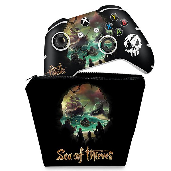 KIT Capa Case e Skin Xbox One Slim X Controle - Sea Of Thieves