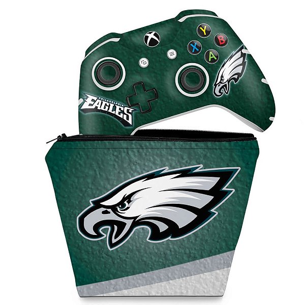 KIT Capa Case e Skin Xbox One Slim X Controle - Philadelphia Eagles NFL