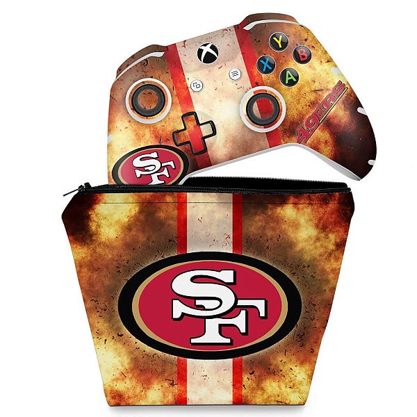 KIT Capa Case e Skin Xbox One Slim X Controle - San Francisco 49ers - NFL