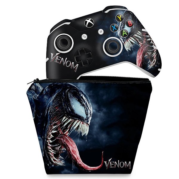 KIT Capa Case e Skin Xbox One Slim X Controle - Venom
