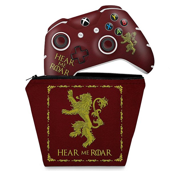 KIT Capa Case e Skin Xbox One Slim X Controle - Game Of Thrones Lannister