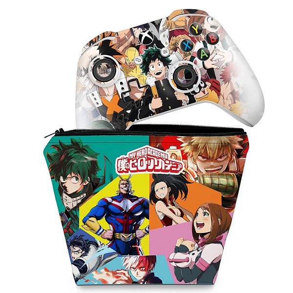 KIT Capa Case e Skin Xbox One Slim X Controle - Boku no Hero Academia
