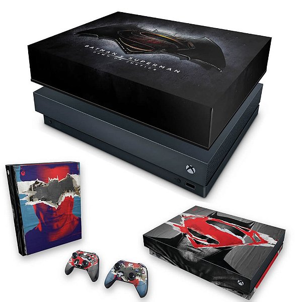 KIT Xbox One X Skin e Capa Anti Poeira - Batman Vs Superman