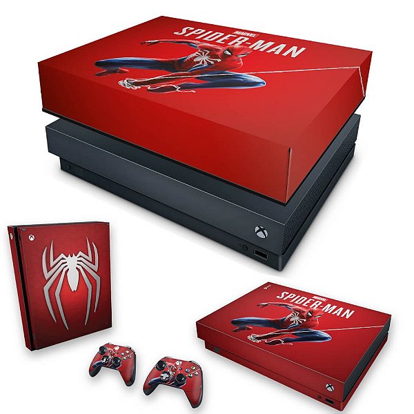 KIT Xbox One X Skin e Capa Anti Poeira - Homem Aranha Spider-man