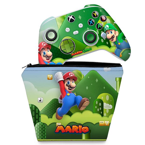 KIT Capa Case e Skin Xbox Series S X Controle - Super Mario