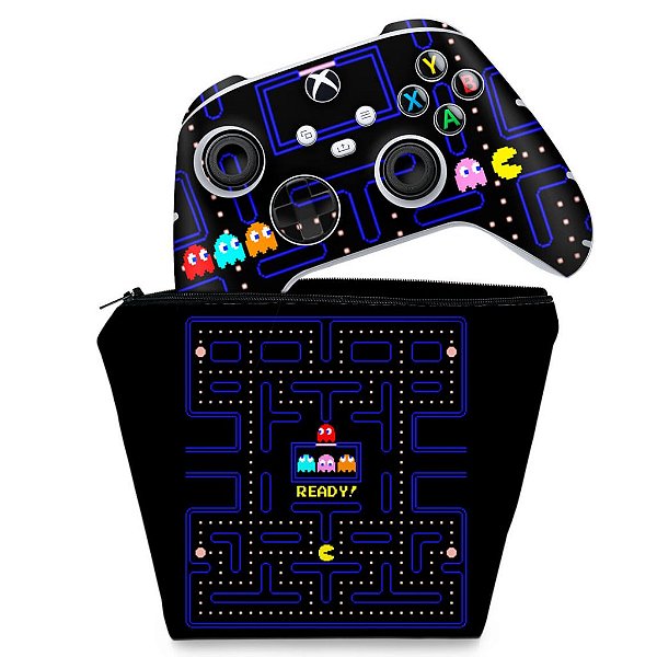 KIT Capa Case e Skin Xbox Series S X Controle - Pac Man