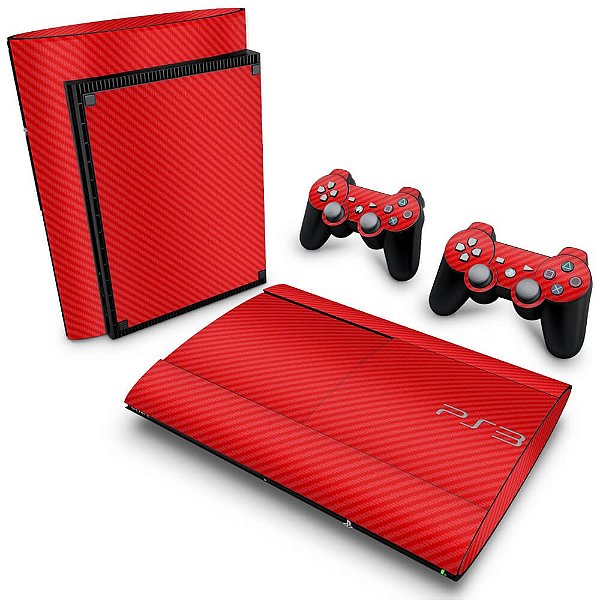 PS3 Super Slim Skin - Fibra de Carbono Vermelho