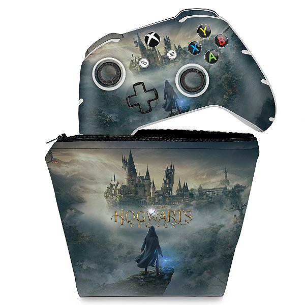 KIT Capa Case e Skin Xbox One Slim X Controle - Hogwarts Legacy