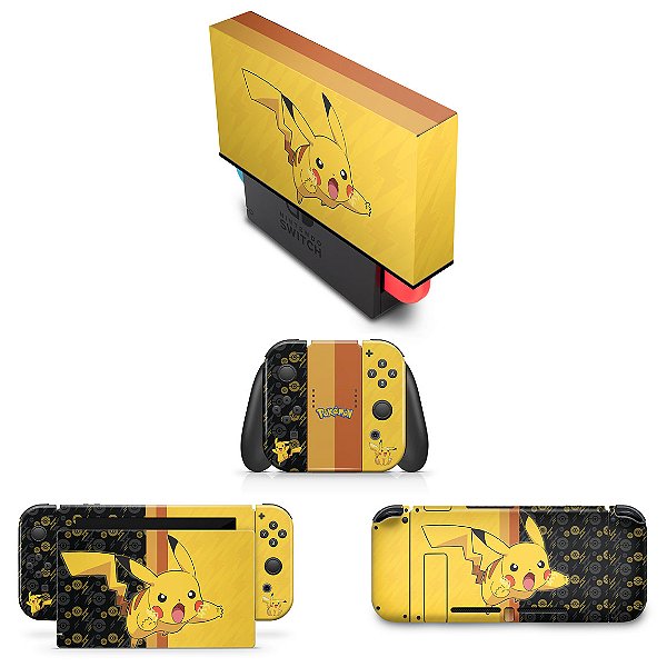 KIT Nintendo Switch Skin e Capa Anti Poeira - Pikachu Pokemon