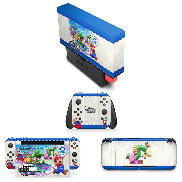 KIT Nintendo Switch Skin e Capa Anti Poeira - Super Mario Bros. Wonder